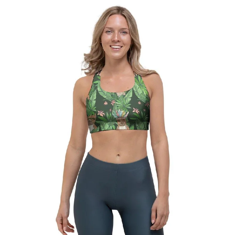 Hawaiian Tropical Pitbull Sports Bra Push-Up Bralette Set