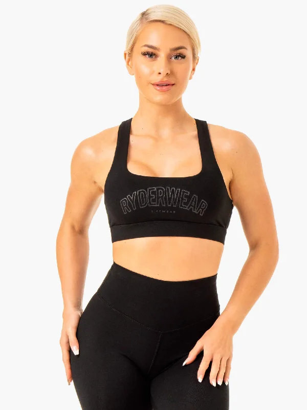 Knockout Racer Back Sports Bra - Black Sleek Sports Bra