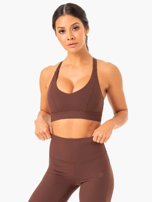 NKD Align Sports Bra - Chocolate Adjustable Bra Straps