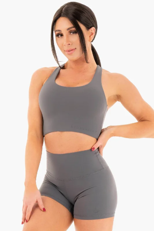 NKD Sports Bra - Charcoal Elegant Lace Bralette