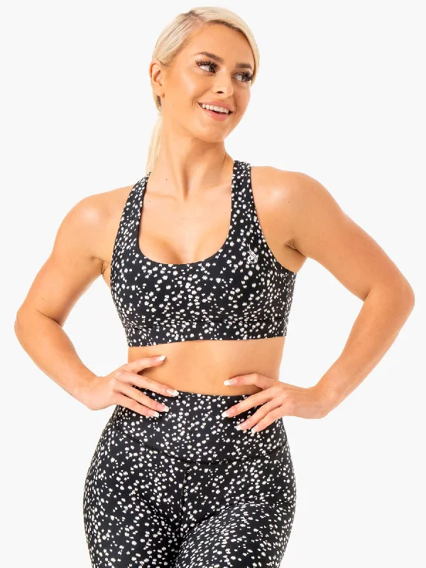 Reform Sports Bra - Black Speckle Soft Mesh Bralette
