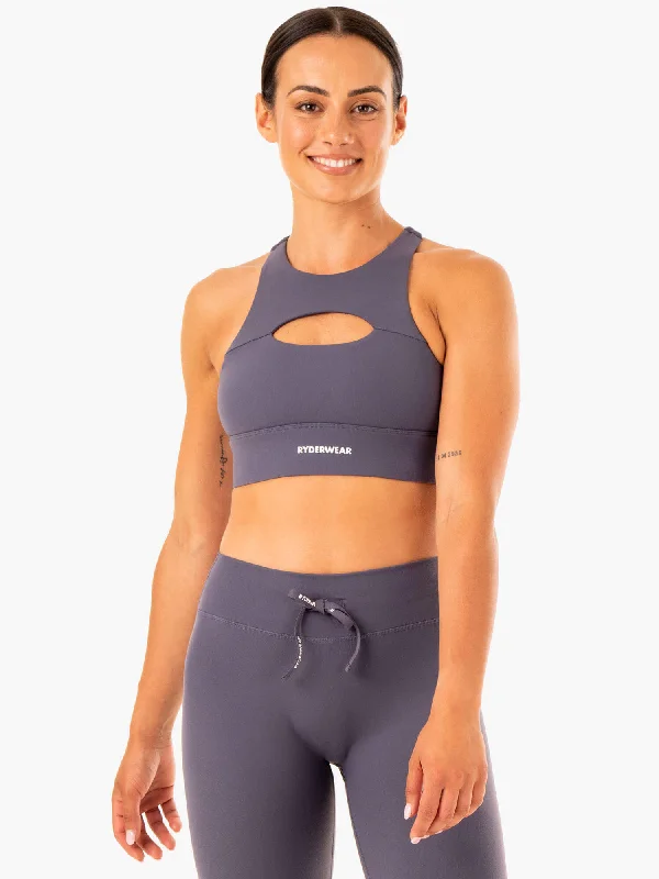 Replay Cut Out Sports Bra - Charcoal Seamless Wireless Bra