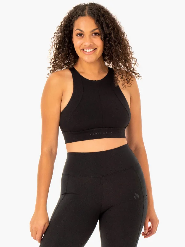 Reset High Impact Sports Bra - Black Soft Cotton Bra