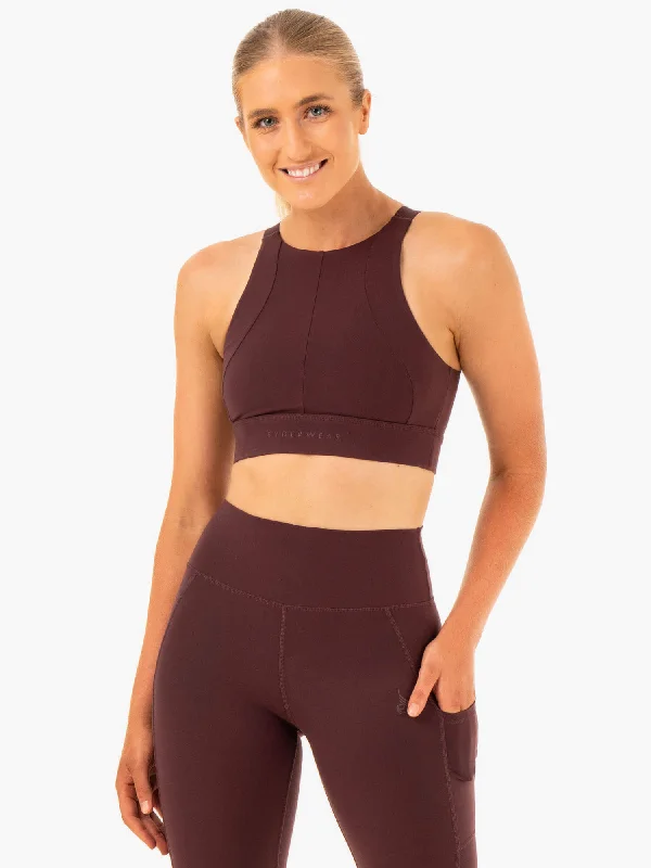 Reset High Impact Sports Bra - Chocolate Smooth Push-Up Bra
