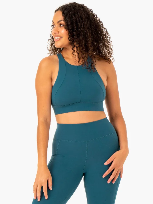 Reset High Impact Sports Bra - Teal Cotton Comfort Bra