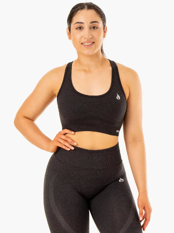Sculpt Seamless Racer Back Sports Bra - Black Marl Classic Wire-Free Bra