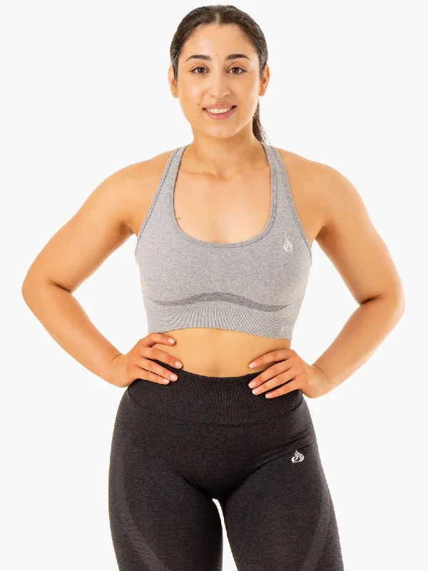 Sculpt Seamless Racer Back Sports Bra - Grey Marl Light Padded Bra