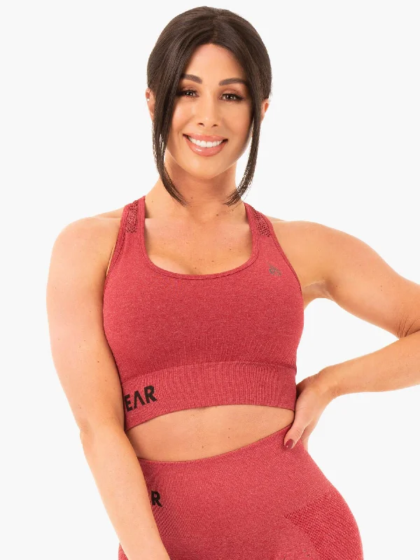 Seamless Staples Sports Bra - Cherry Red Marl Lacy Underwire Bra