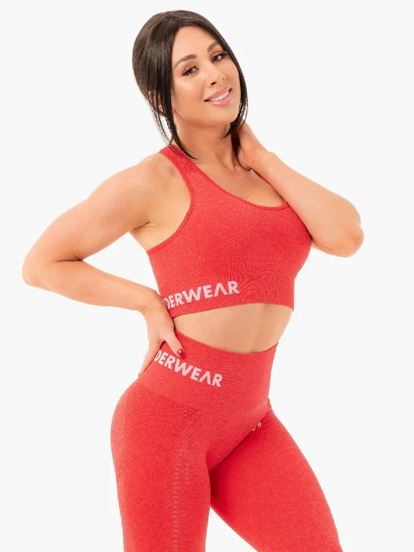 Seamless Staples Sports Bra - Red Marl Lace Back Bra