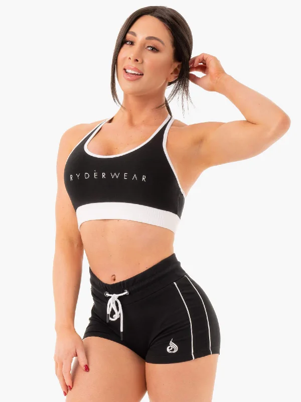 Track Sports Bra - Black Full Coverage Bralette