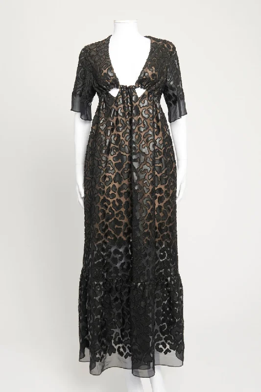 Spring Summer 2018 Leopard Print Burnout Plunging Preowned Maxi Dress Trendy Off-Shoulder Ruffle Maxi Dress Spring Summer 2018 Leopard Print Burnout Plunging Preowned Maxi Dress Trendy Off-Shoulder Ruffle Maxi Dress