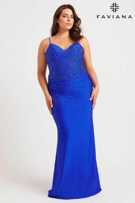 Plus Size Corset Maxi Dress With Hotfix Crystals | 9555 Cozy Knit Maxi Dress
