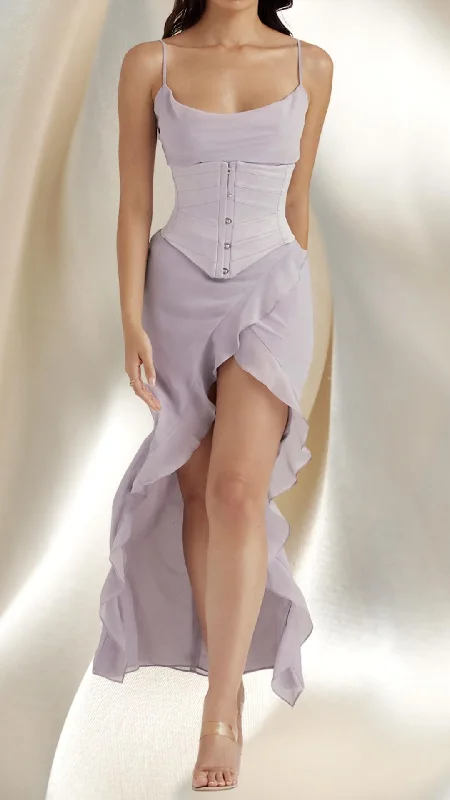 BANDAGE BACKLESS CORSET MAXI DRESS Stylish Pleated A-Line Maxi Dress