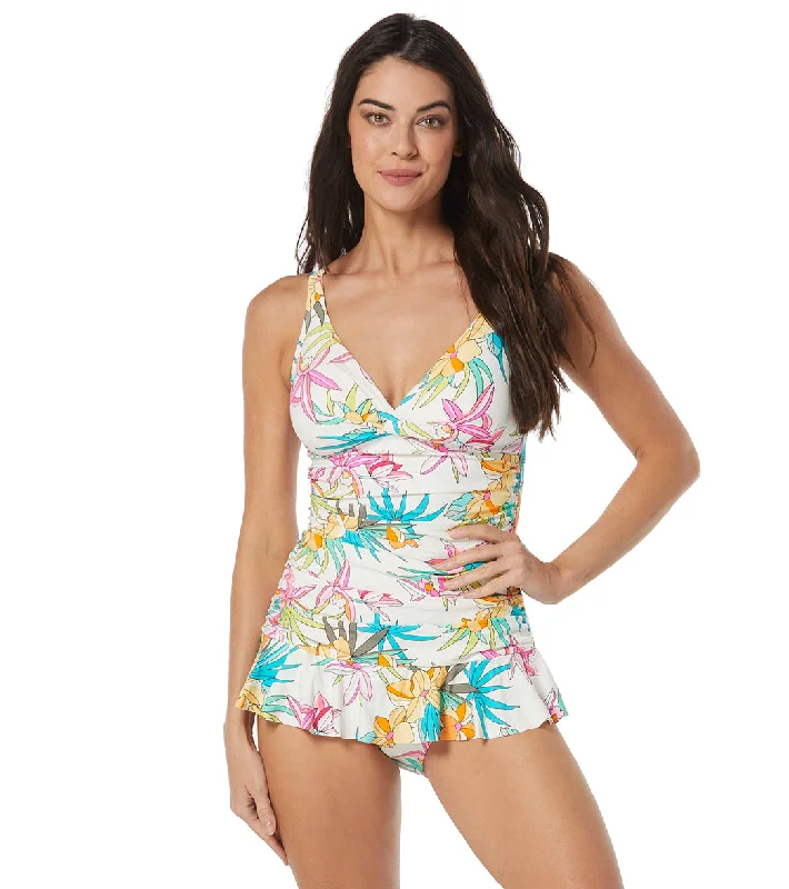 Beach House Women's Tropic Bloom Nellie Swim Dress White Classic Monokini Design