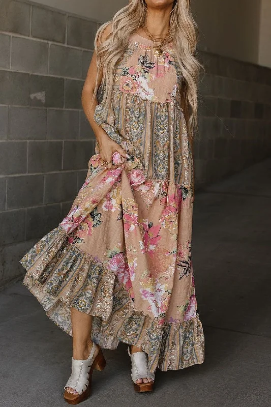 Bethany Floral Maxi Dress Fashionable Layered Maxi Dress