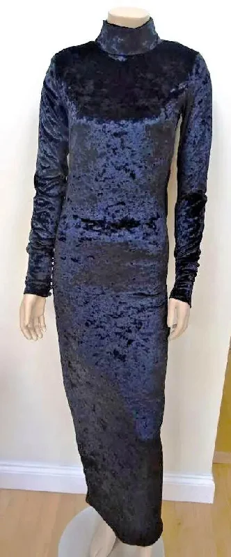 BITCHING & JUNK FOOD ladies black velvet maxi dress MEDIUM 10 - 12 GOTH PUNK Elegant Boho Maxi Dress