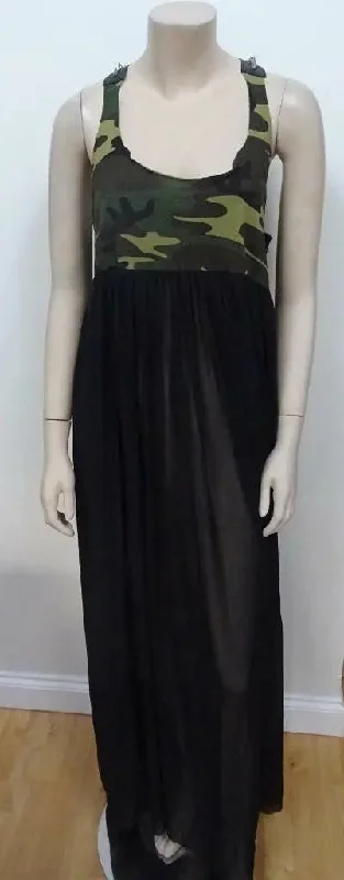 BITCHING & JUNKFOOD ladies green camouflage maxi dress s/ m UK 8 - 10 PUNK GOTH Stylish A-Line Maxi Dress BITCHING & JUNKFOOD ladies green camouflage maxi dress s/ m UK 8 - 10 PUNK GOTH Stylish A-Line Maxi Dress