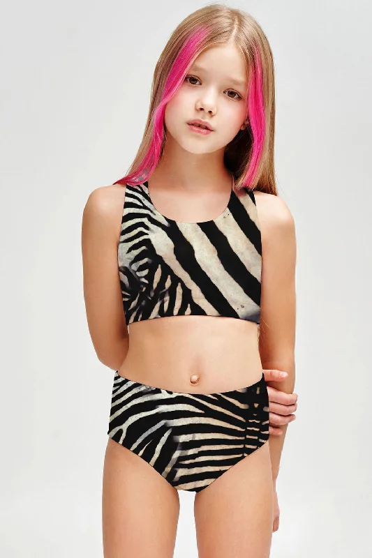 Born to Be Wild Claire Black Animal Print Two-Piece Swimsuit - Girls Bold High-Cut Bikini Born to Be Wild Claire Black Animal Print Two-Piece Swimsuit - Girls Bold High-Cut Bikini