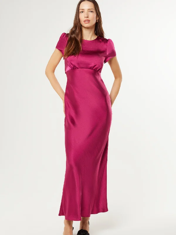Cornelia Tie Back Maxi Dress in Magenta Classic V-Neck Maxi Dress