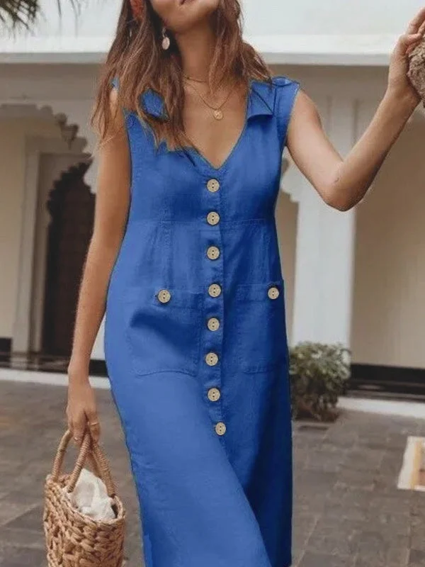 Cotton V-neck Buttons Down Bandage Solid Shirt Women Maxi Dress Chic Summer Maxi Dress Cotton V-neck Buttons Down Bandage Solid Shirt Women Maxi Dress Chic Summer Maxi Dress