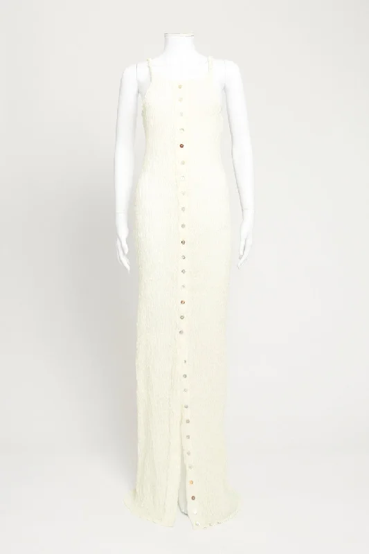 Cream Muslin Preowned Maxi Dress Trendy Floral Print Maxi Dress
