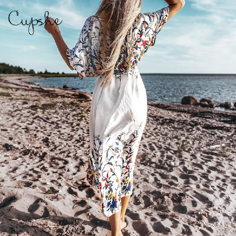 SOPREV Women Wildflower Print Midi Cover Up Front Open Long Dress Swimwear Beachwear Summer Long Tunic Kimono V-Neck Swim Dress SOPREV Women Wildflower Print Midi Cover Up Front Open Long Dress Swimwear Beachwear Summer Long Tunic Kimono V-Neck Swim Dress