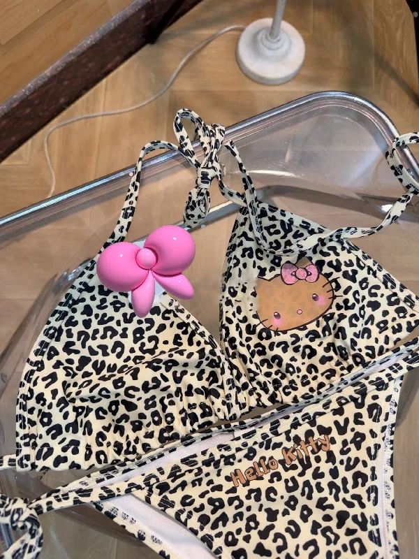 Cute leopard print swimsuit  KF11264 Halter Top Bikini