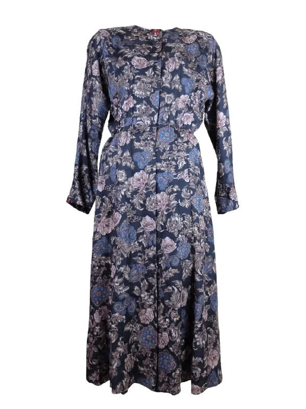 Vintage 80s Bohemian Floral Print Long Sleeve Button Down Circle Skater Maxi Dress | Size 6 Petite Elegant Lace-Up Maxi Dress Vintage 80s Bohemian Floral Print Long Sleeve Button Down Circle Skater Maxi Dress | Size 6 Petite Elegant Lace-Up Maxi Dress