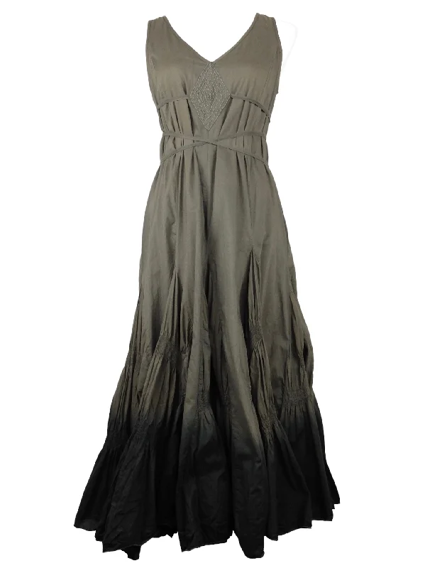 Vintage 90s Marlboro Bohemian Hippie Festival Style Forest Green & Black Ombre Sleeveless Full Ruffled Circle Floor Length Summer Tank Cotton Maxi Dress with Wrap Around Belt Tie | Size M Elegant Boho Maxi Dress Vintage 90s Marlboro Bohemian Hippie Festival Style Forest Green & Black Ombre Sleeveless Full Ruffled Circle Floor Length Summer Tank Cotton Maxi Dress with Wrap Around Belt Tie | Size M Elegant Boho Maxi Dress