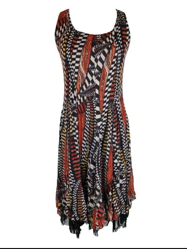 Vintage 2000s Y2K Bohemian Hippie Abstract Checkered Print Layered Sleeveless Midi Maxi Dress | Size M Fashionable Printed Maxi Dress Vintage 2000s Y2K Bohemian Hippie Abstract Checkered Print Layered Sleeveless Midi Maxi Dress | Size M Fashionable Printed Maxi Dress