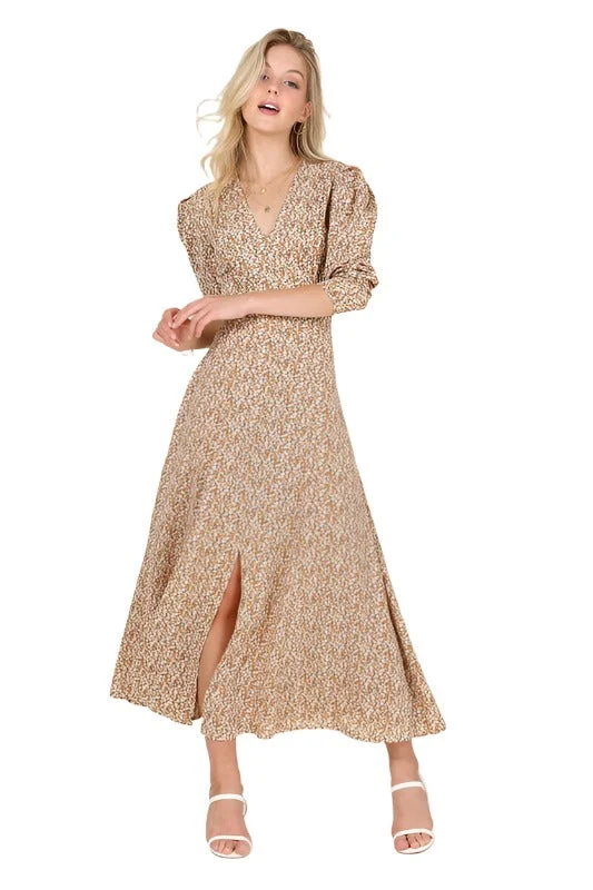 Fit and Flare floral maxi dress Comfortable Fitted Maxi Dress
