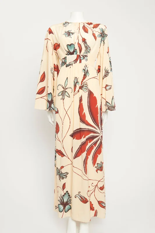 Flared-sleeve Silk Crepe De Chine Preowned Maxi Dress Fashionable Sleeveless Maxi Dress Flared-sleeve Silk Crepe De Chine Preowned Maxi Dress Fashionable Sleeveless Maxi Dress