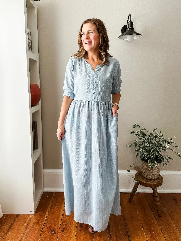 Front Button Maxi Dress Trendy Short Sleeve Maxi Dress