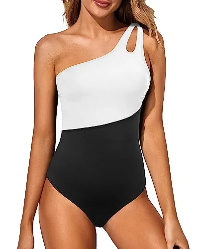 Full Coverage Keyhole One Piece Swimwear Mesh Panel Swimwear