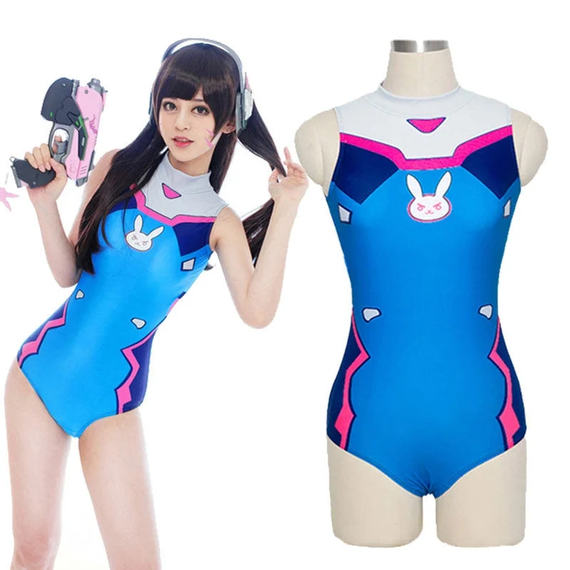 Game Overwatch D.Va Hana Song Swimsuit Leotard Cosplay Costumes Plunge Neckline Swimsuit Game Overwatch D.Va Hana Song Swimsuit Leotard Cosplay Costumes Plunge Neckline Swimsuit