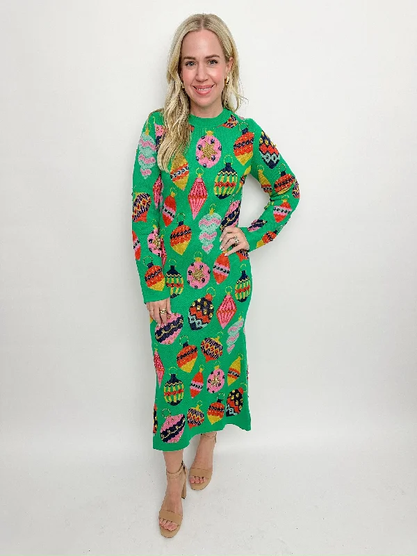 Multi Ornament Knit Maxi Dress Comfortable Ruffle Hem Maxi Dress