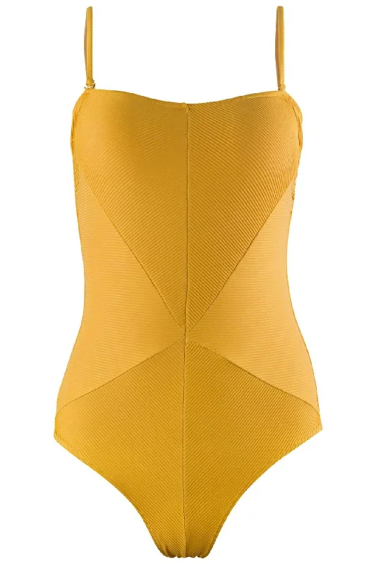Hannah Bandeau One Piece Swimsuit With Removable Straps Gold Push-Up Bikini Top