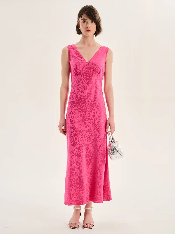 Iris Maxi Dress in Cerise Pink Stylish A-Line Maxi Dress