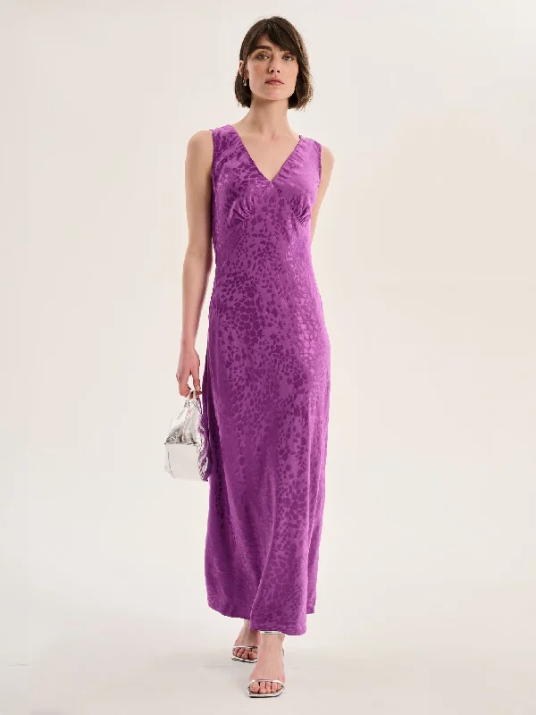 Iris Maxi Dress in Purple Cozy Maxi Dress with Slit