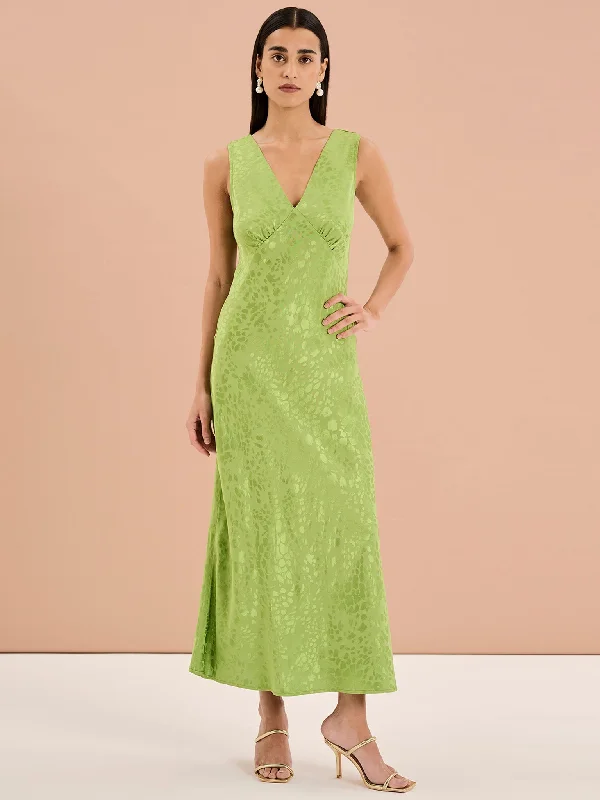 Iris Maxi Dress in Sage Fashionable Sheer Maxi Dress
