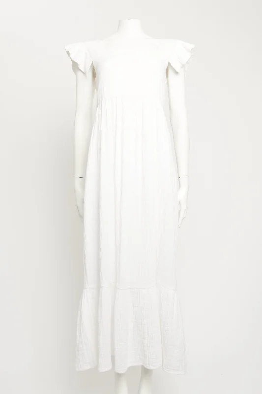 Ivory Cassi Ruffle Preowned Maxi Dress Fashionable Layered Maxi Dress