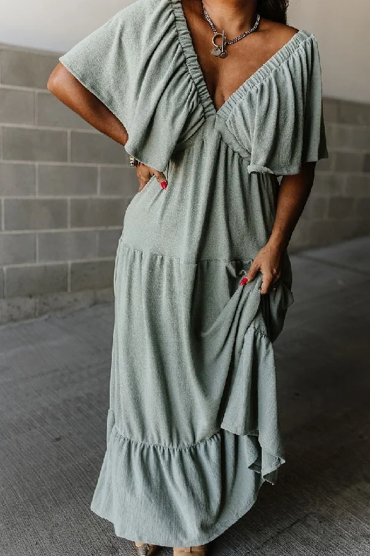 Jada Ruffle Maxi Dress Fashionable High-Low Maxi Dress