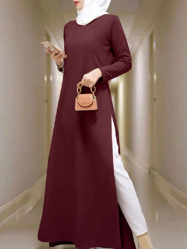 Kaftan Tunic Solid Leisure Split Skirt Women Maxi Dress Fashionable High-Low Maxi Dress Kaftan Tunic Solid Leisure Split Skirt Women Maxi Dress Fashionable High-Low Maxi Dress