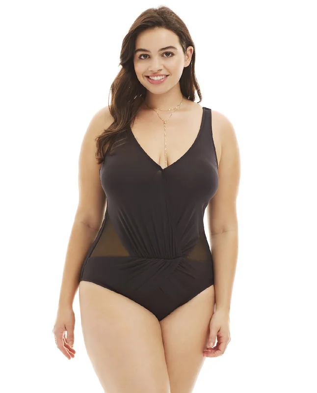 Kenneth Cole Ready to Ruffle Plus Size Shirred Halter One Piece Swimsuit Classic One-Piece Kenneth Cole Ready to Ruffle Plus Size Shirred Halter One Piece Swimsuit Classic One-Piece