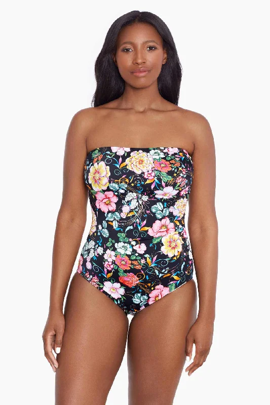 Side Shirred Bandeau Long Torso One Piece Swimsuit True Romance Plus-Size Bikini Set Side Shirred Bandeau Long Torso One Piece Swimsuit True Romance Plus-Size Bikini Set