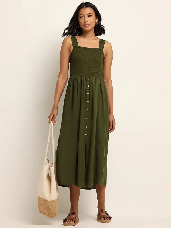 LOV Green Strappy Maxi Dress Trendy Floral Print Maxi Dress