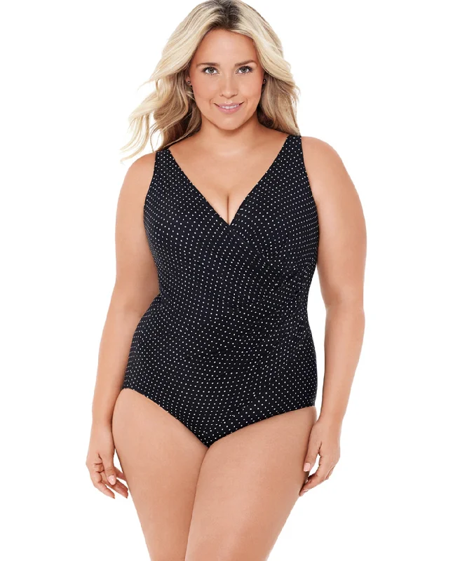 Miraclesuit Pin Point Plus Size Oceanus One Piece Swimsuit Sporty Swimwear Bottoms