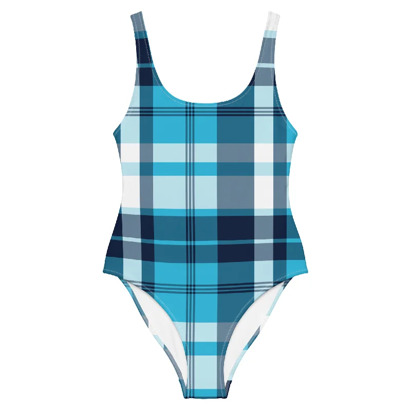 Ocean Blues Preppy Plaid One Piece Women's Swimsuit Quick-Dry Tankini