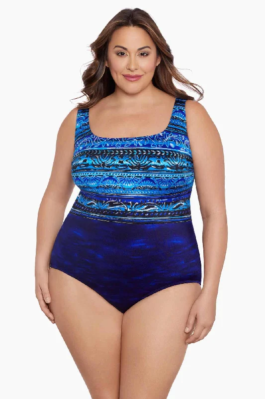 Plus Size Double X Back Tank Long Torso One Piece Swimsuit Pool Attention Ruffled Swimsuit Top