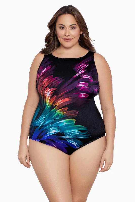 Plus Size Panel Scoopback Highneck Tank Long Torso One Piece Swimsuit Hard Candy Mesh Detail Bikini Plus Size Panel Scoopback Highneck Tank Long Torso One Piece Swimsuit Hard Candy Mesh Detail Bikini